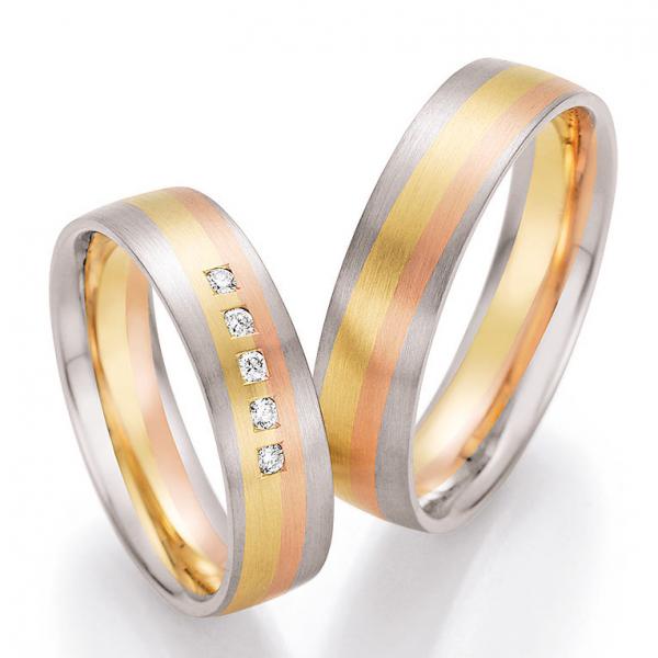 Nowotny-Collection Ruesch Trauringe Tricolour 66/44150-055 + 66/44160-055